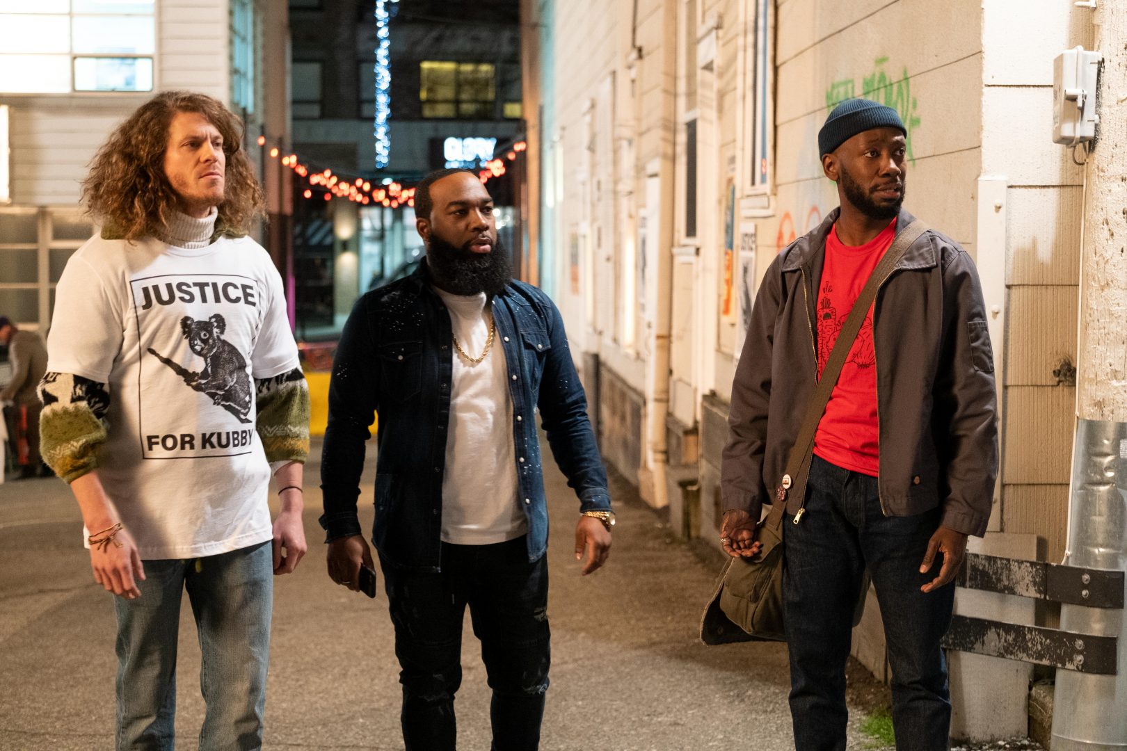 From left to right: Gunther played by Blake Anderson, Clovis (T. Murph) and Keef (Lamorne Morris) star in 'Woke' on Hulu.