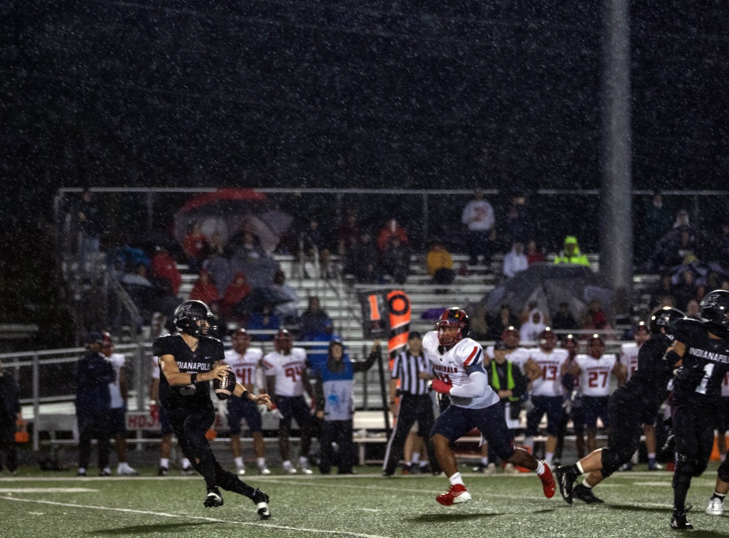 Football in the rain