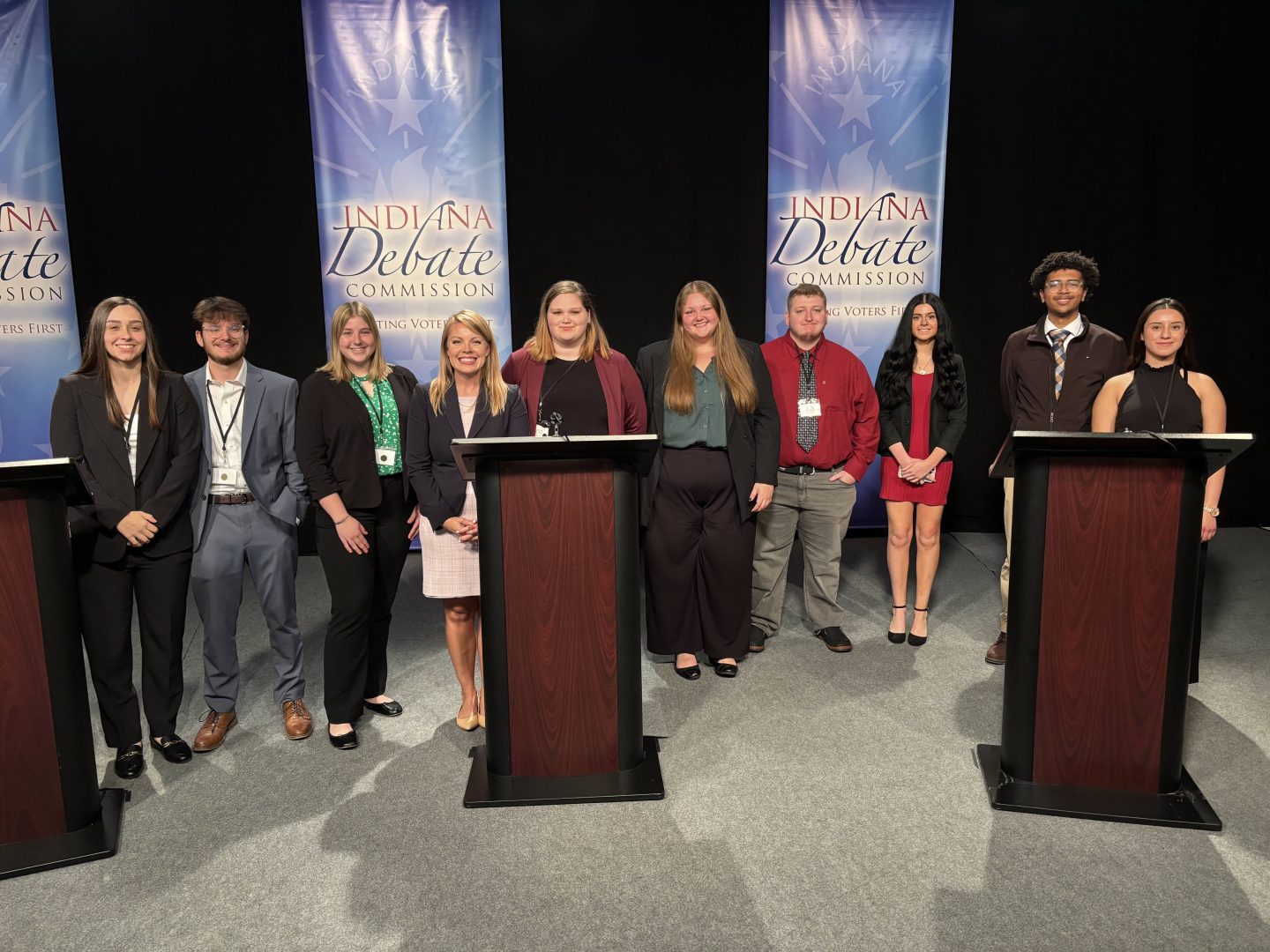 Dr. Wilson at an Indiana debate with students