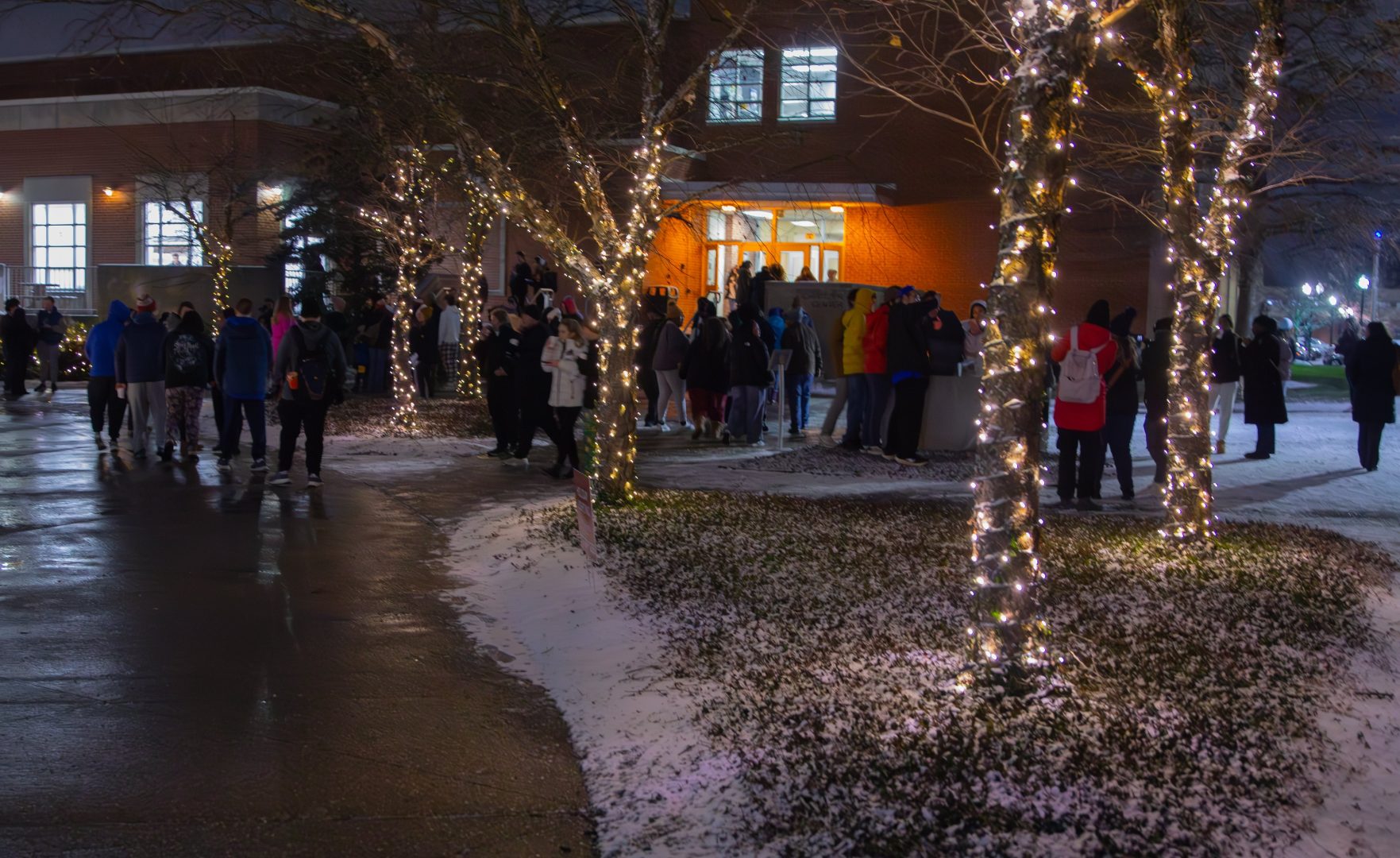 Tree lights on Smith Mall