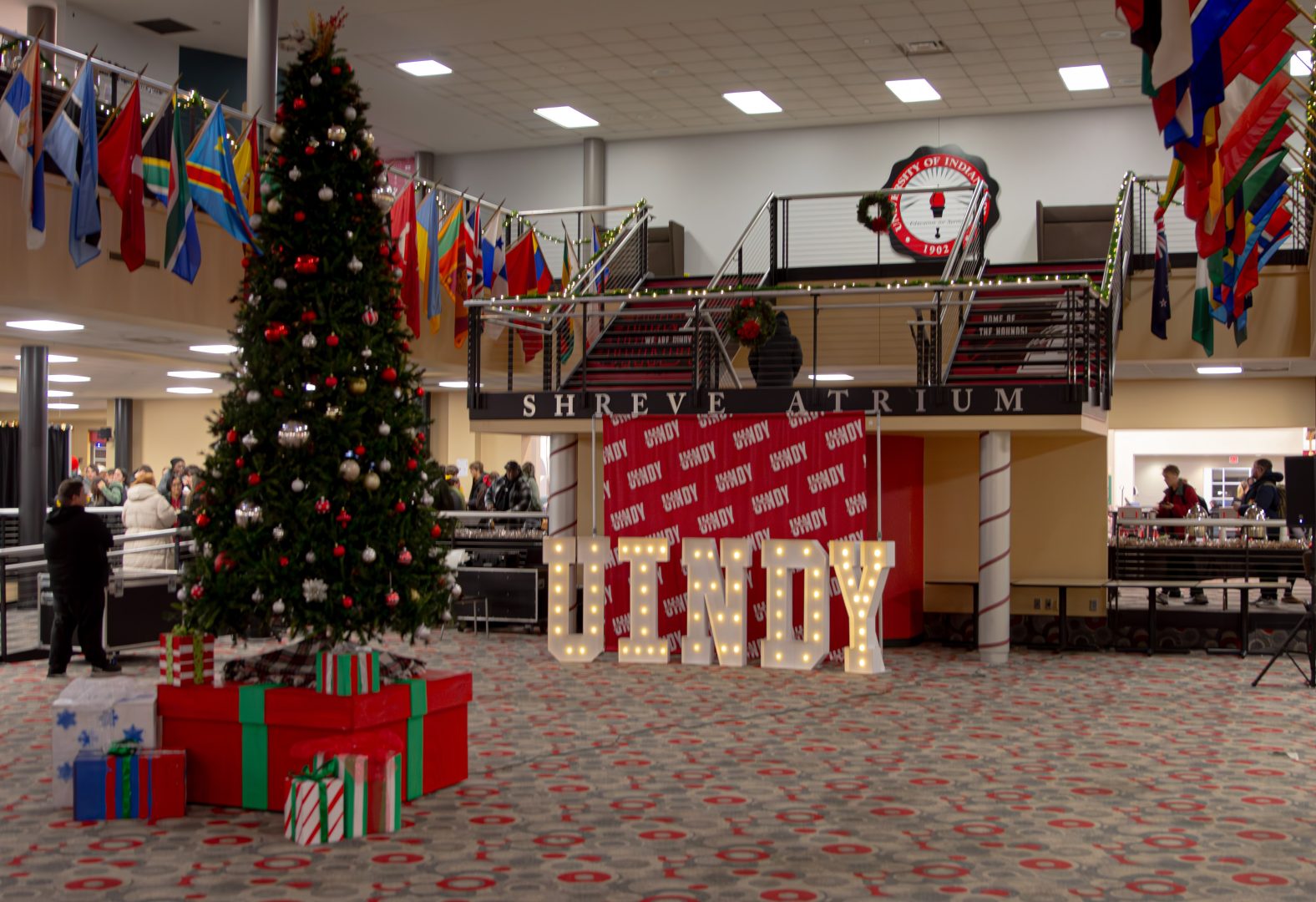 Student center Christmas display