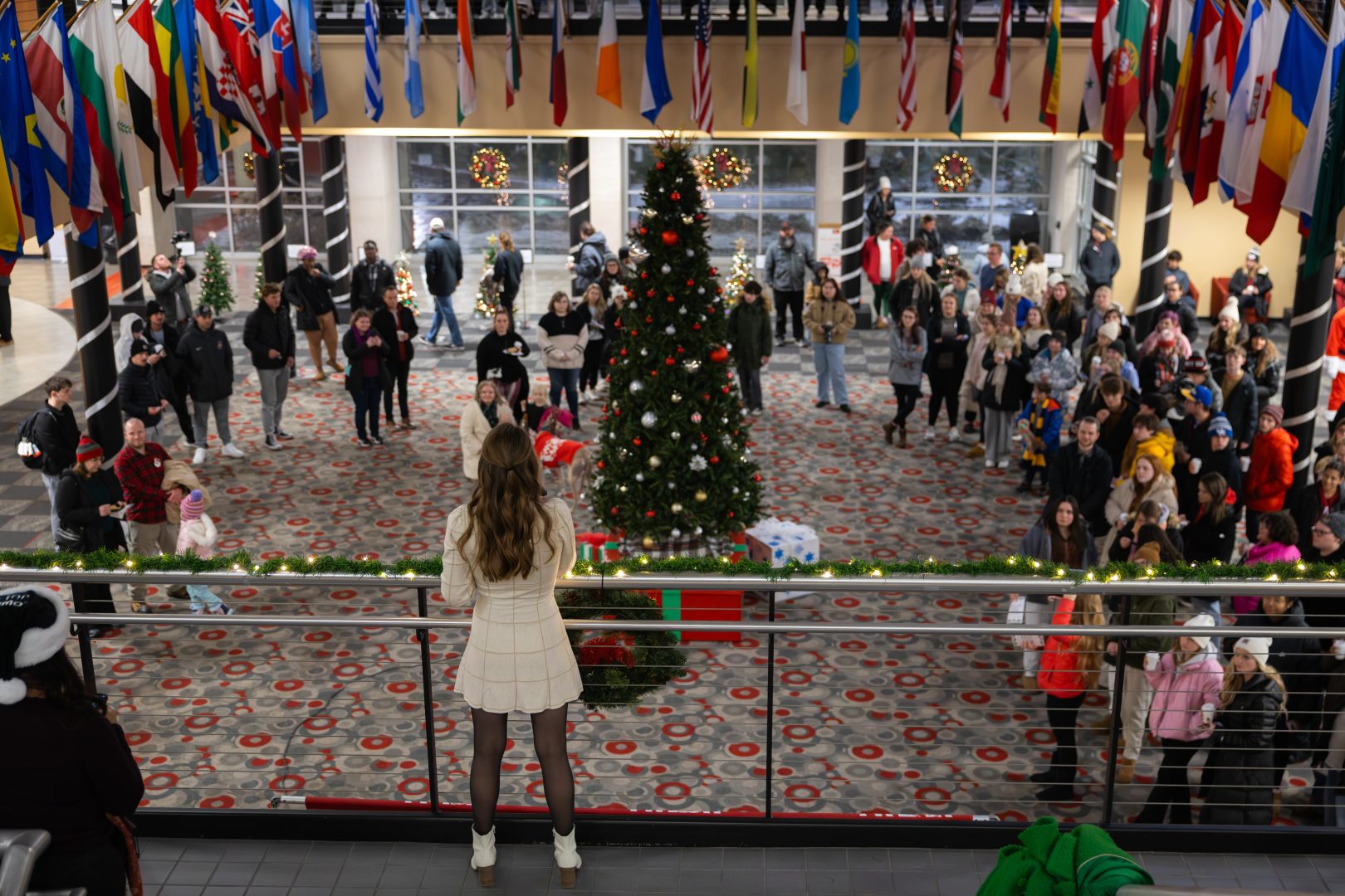 Torie Potters addresses student center crowd