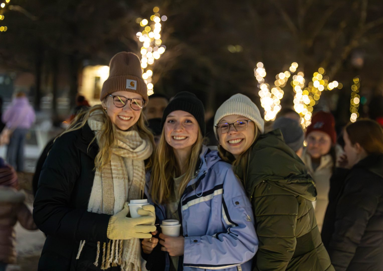 Students at Smith Mall lighting