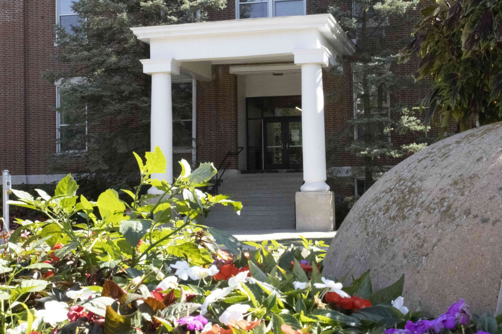 Flowers in front of Good Hall