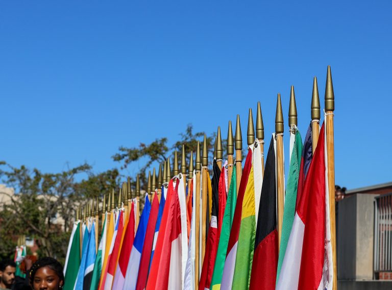 UIndy students, staff and faculty participate in the 37th annual Celebration of Flags. The ceremony displays the diversity of cultures represented on campus.