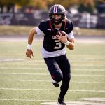 Gavin Sukup rushing for a first down against conference opponent Lincoln (Mo.)