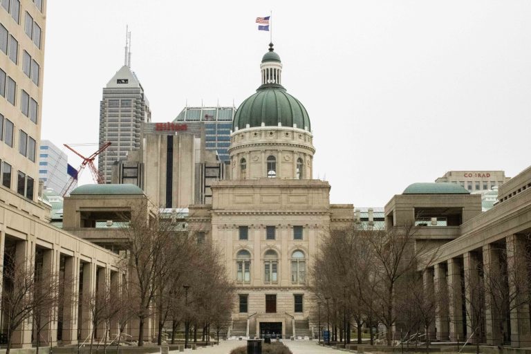 View outside Indiana Statehouse.