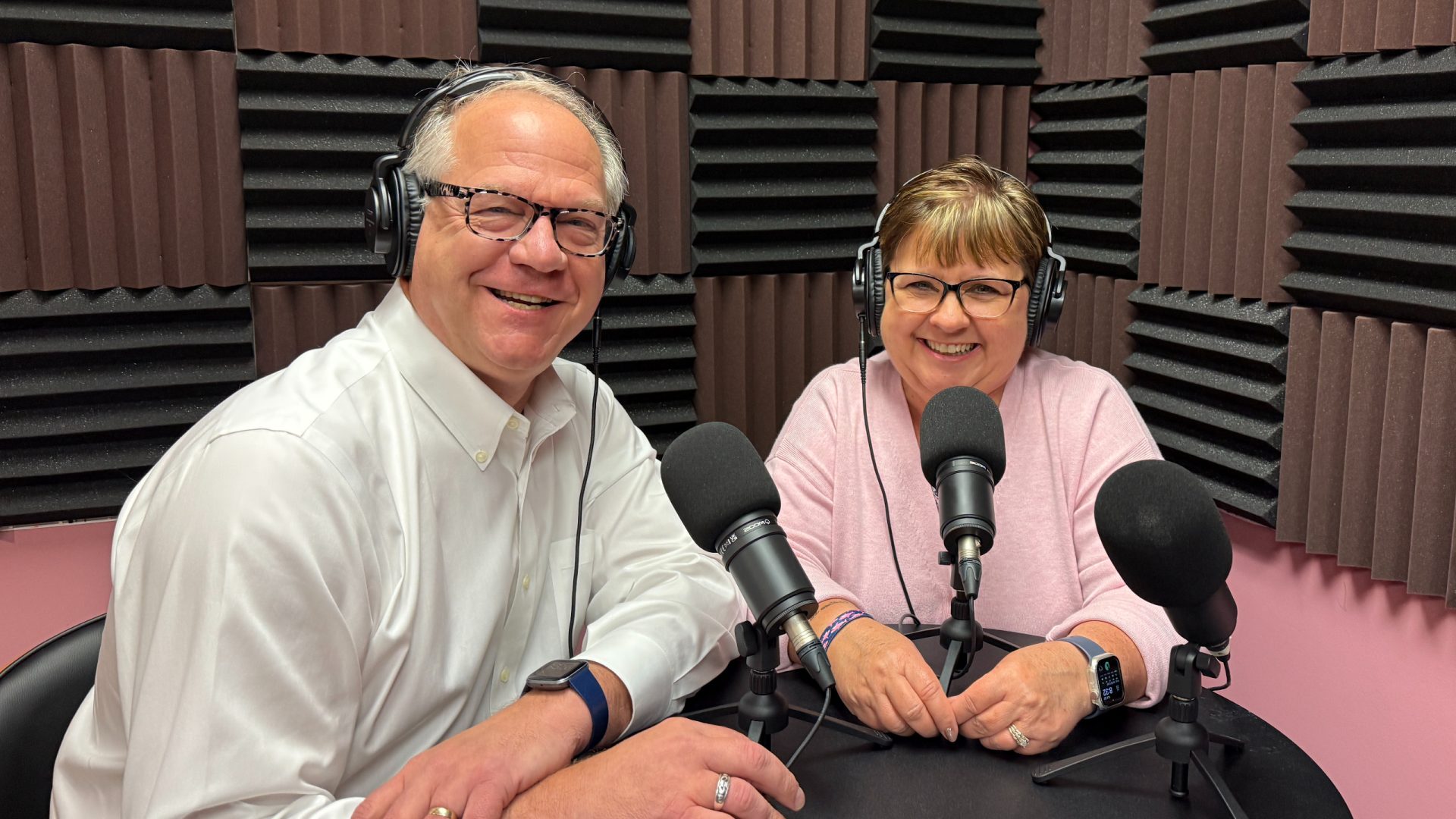 Kirk Bryans and Stephanie Kendall-Deitz sit down in the studio for their podcast.